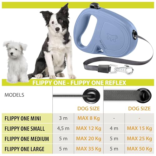 Ferplast Hundeleine Flippy ONE, Rollleine kleine Hunde bis 8 kg. Ausziehbare Schnur max. 3 m. Einzelner Verriegelungs- und Entriegelungsknopf, schwarz