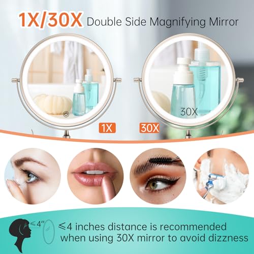 Espejo para maquillaje de pared con luz y aumento doble miniatura 4
