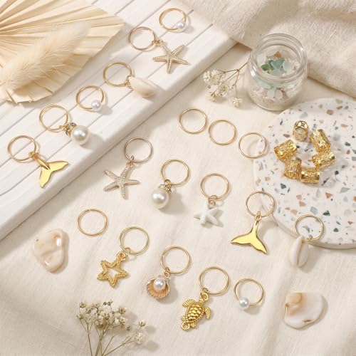 40 piezas adornos para trenzas con conchas marinas doradas miniatura 4
