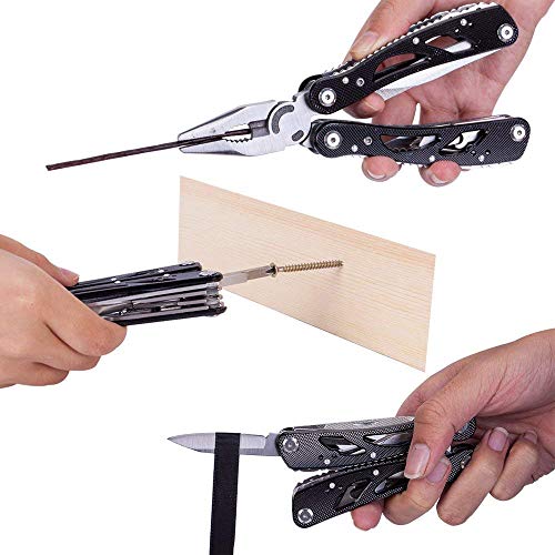 Multitools Folding Plier, Multipurpose Outdoor Survival Portable 13 In 1 Non Slip Pocket Multi Tool Set For Men With Pincers/Screwdriver Black #TOP6