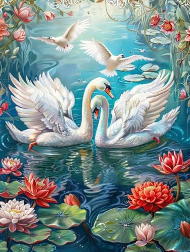 Broderie Diamant Kit Complet DIY Cygne : Artisanat Cristal Painting Grand Format