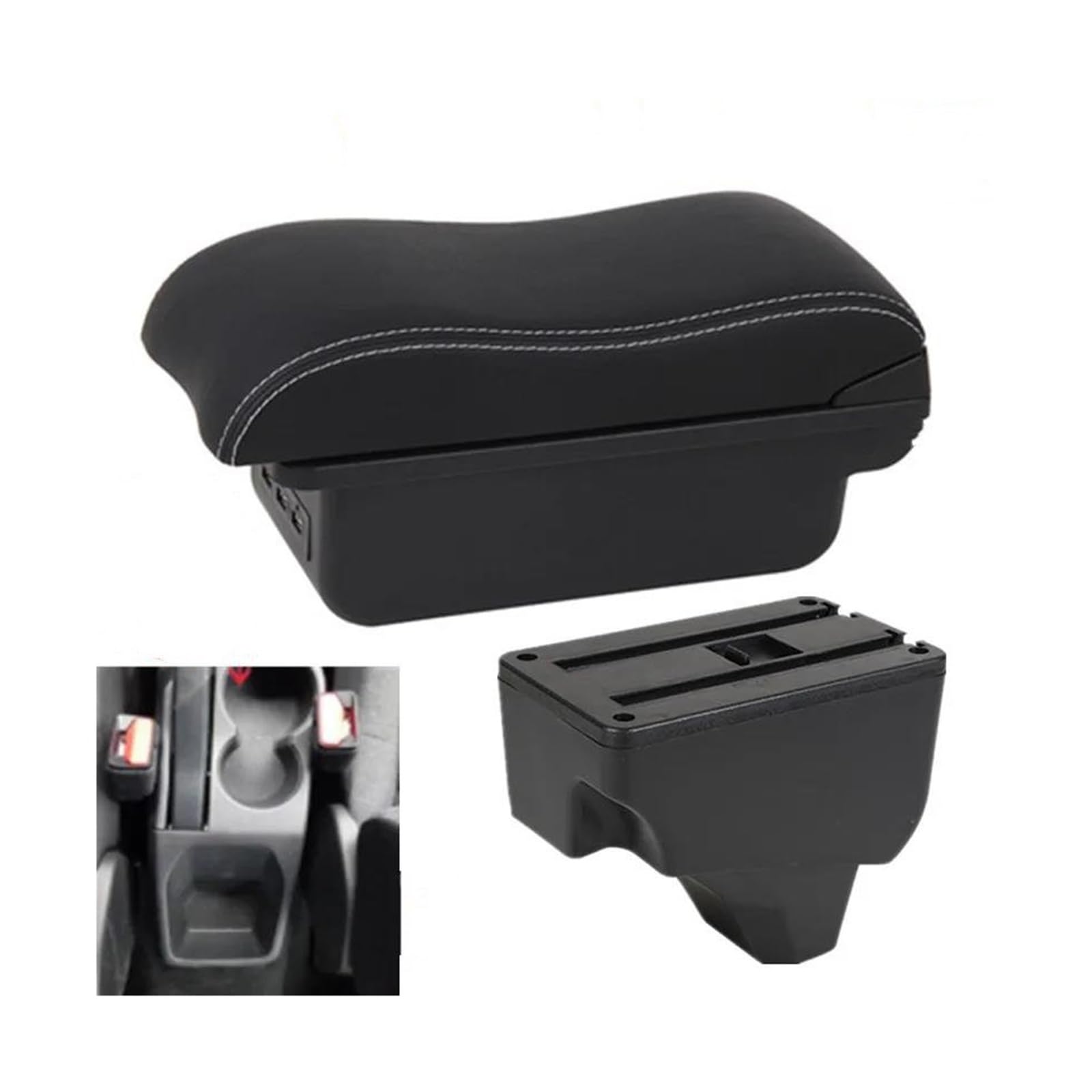RESPUNEKBAH For Peugeot 2008 For Peugeot 208 2020 2021 2019-2024 Storage Box Car Accessories Car Armrest Box(B3 white line 3USB)