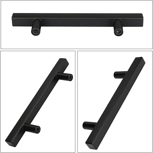 Miniatura 2 de Peaha PHJ22BK - Manijas para cajones de alacenas, color negro, barra cuadrada en forma de T Perillas para muebles de acero inoxidable paquete de 5