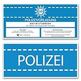 (10 x) Einladungskarten Geburtstag als Polizei Vorladung Karte Einladungen in Blau
