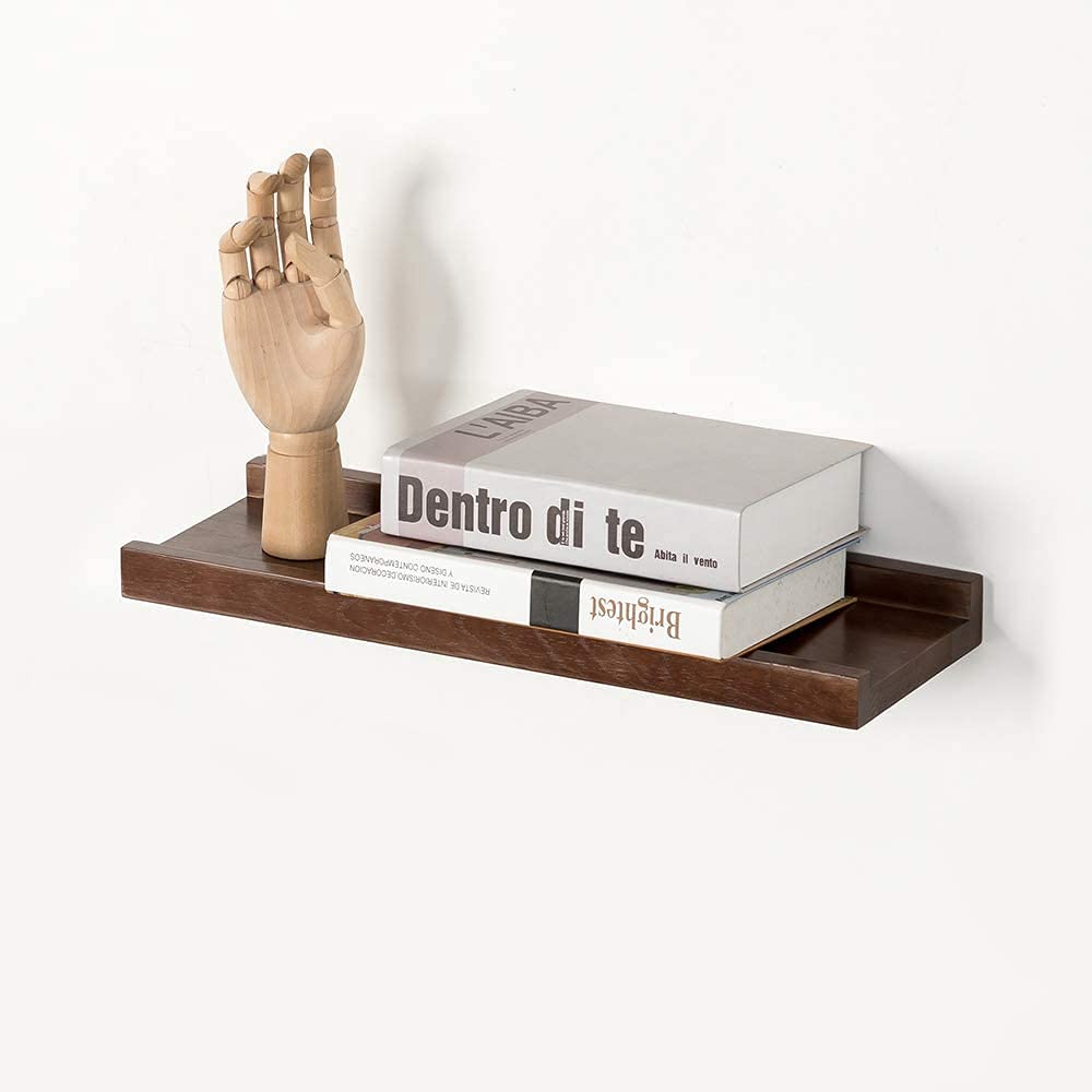 myoseya Wall Shelf, Wooden Wall Shelf, Wall Shelf, Decorative Shelf, Wall Storage, Stylish, Easy Assembly, Wall Mountable Shelf, Natural, Retro, Interior, DIY, Storage Furniture, 01_Brown x Oak Wood, 1.8 x 5.9 x 1.6 inches (300 x 150 x 40 mm)