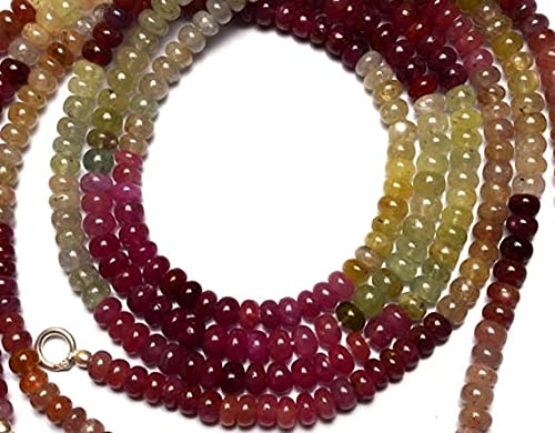 Perles saphir naturel multicolore rondelles lisses 5mm pour création bijoux