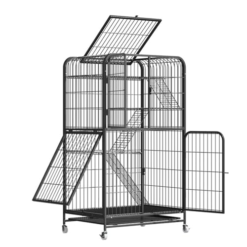 Maison pour chat extérieure avec tiroir amovible - Parc d'exercice vertical sur roues