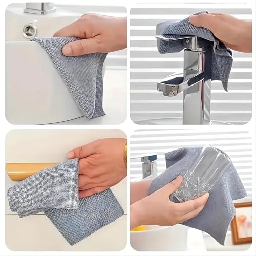 Image of E-COSMOS Microfiber Cleaning Cloth Roll, 20 Pack - 25x25 cm Reusable & Washable Tear-Away Kitchen Towels - Soft Lint-Free Multi-Purpose Cloths for Home, Office, Car, and Electronics (Grey)
