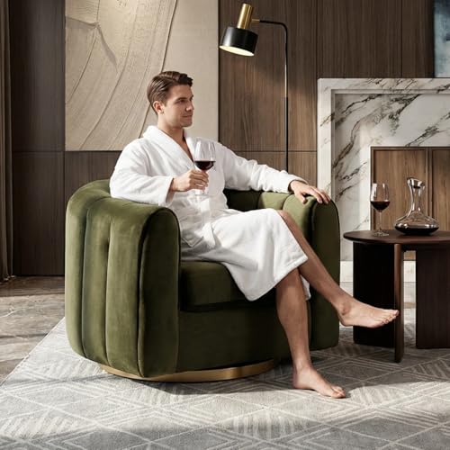 Image of Swivel Accent Chair, Velvet, Mid Century Modern, Luxury, for Living Room | 2026 New Luxury Velvet Swivel Accent Chair, Elegant Mid Century Modern Swivel Chair for Refined Living Rooms, Velvet