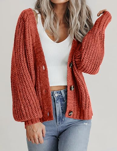 Image of Zeagoo Women's 2026 Fall Chunky Knit Cardigans Open Front Long Sleeve V Neck Button Loose Cardigan Sweaters