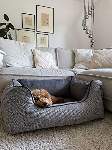 Lebon - Hundebett Louis Plus - 3 Größen - 80cm, 100cm und 120cm - Orthopädisch - Hochwertig und Made in EU - 3 Farben - 3 Größen - Kuschlweich - Hoher Rand - Waschbar - Bester Liegekomfort…
