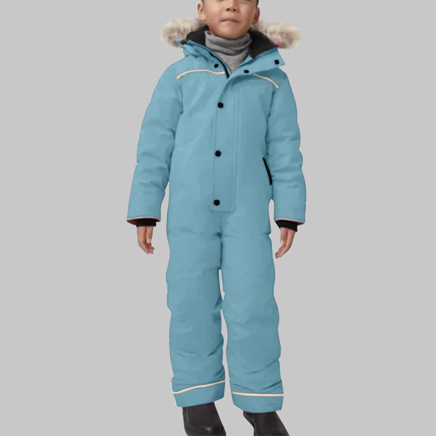 Girls Snow Suits Hooded Ski Suit Jacket Waterproof Insulated One Piece Windproof Snowsuit Winter Warm Jumpsuit Coat