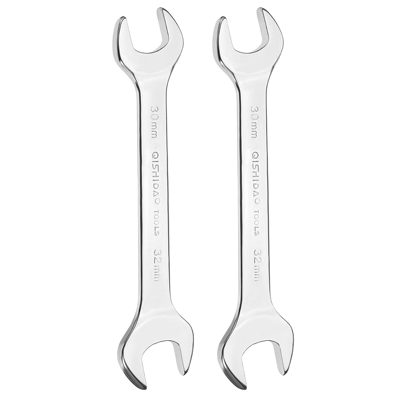 Chave de Boca Dupla 30 x 32 mm HARFINGTON com Abertura de 15° e Acabamento Espelhado, para Reparo Automotivo e Montagem de Móveis, Kit com 2 peças