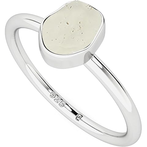 Natural Rough Gemstones Stackable Ring for Women in Sterling Silver, Birthstone Jew...