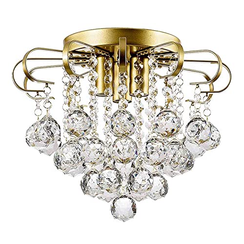 Plafonnier en métal à 3 lumières avec cristaux chics pour chambre et salon