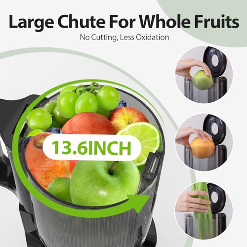 Aeitto Cold Press Juicer, Juicer Machines, with Large Feed Chute, Easy to Clean, High Juice Yield, For Whole Vegetables and Fruits,Slow Masticating Juicers, Easy to Assemble - Thumbnail 4
