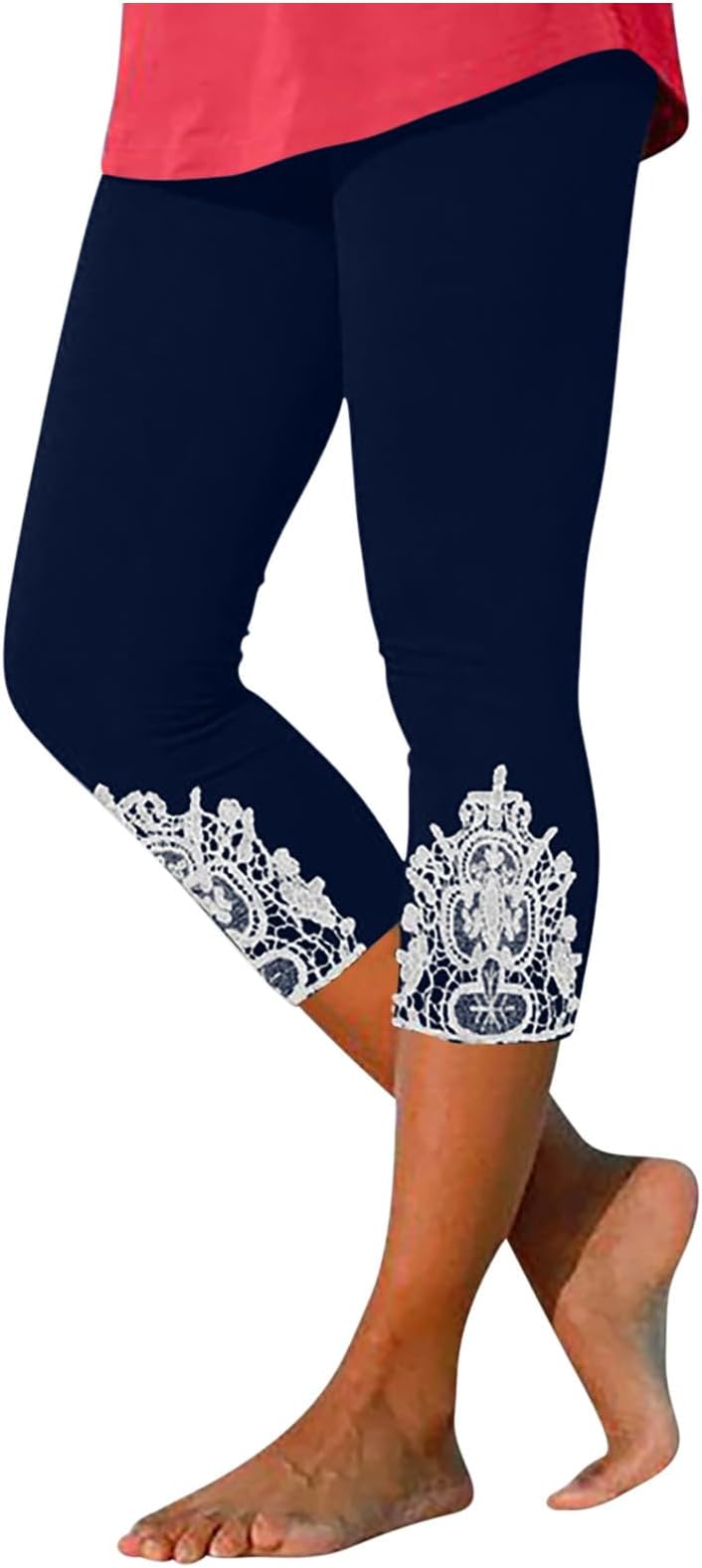 Capri Leggings for Women Floral Summer Capris Stretchy Athletic Gym Leggings Soft Tights Yoga Pants Cozy Pajama Pants
