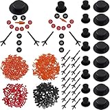 RONYOUNG 300PCS Christmas Snowman DIY Craft Kit - 30 Carrot Noses, 30 Mini Black Magician Hats, 180 Tiny Buttons and 60 Trigeminal Hands for Christmas Party Supplies