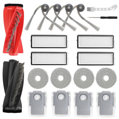 18 PCS Accessories for Roborock Qrevo S5V/ Qrevo Curv/Qrevo Edge S5A Robot Vacuum, Replacement Parts Dual Main Brush, Side Brush, Washable Filter, Mop Pad, Dust Bag