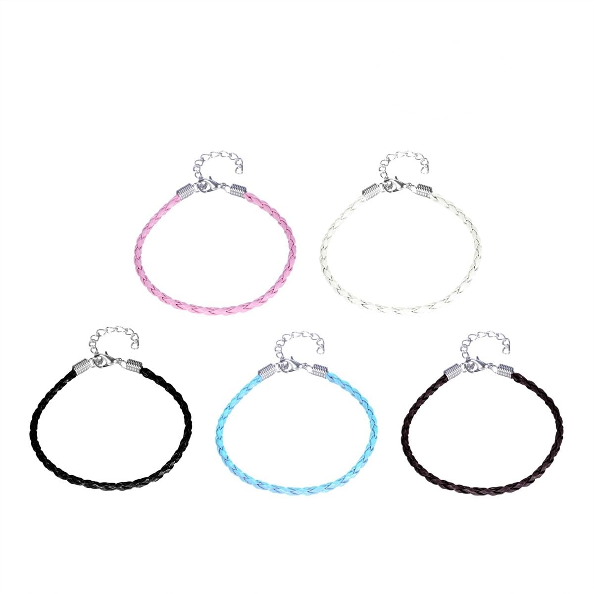 ULTNICE Bracelet Making Cord 50Pcs Multi Color Braided Ropes with Lobster Claw Clasp for DIY Jewelry Craft Wristbands