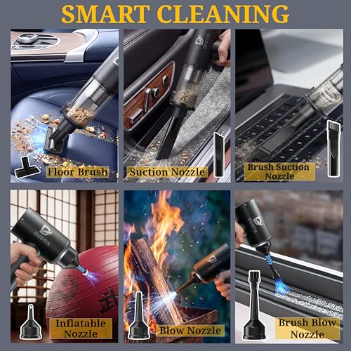 Image of Car Vacuum Portable Cordless 20000Pa Powerful Handheld, Mini, Hoover Cleaner, 3 Speed Suction, Easy Empty, Rechargeable 7800mAh, Blower Inflator Deflator, Car Cleaning Kit