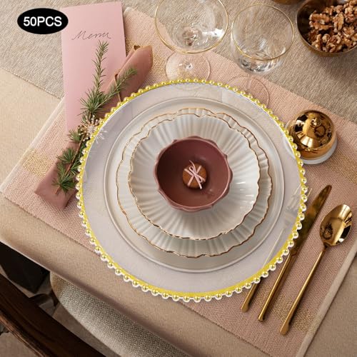 Juego de 50 Platos Decorativos Redondos de Acrílico 13 pulg miniatura 5