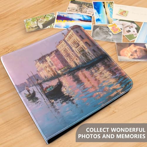 Álbum de fotos grande JIPONI Romantic Italy Venice, álbum DIY con cubierta de cuero para fotos de 4x6, 5x7 y 6x8 pulgadas, libro de recuerdos autoadhesivo para bodas, bebés y familia miniatura 5
