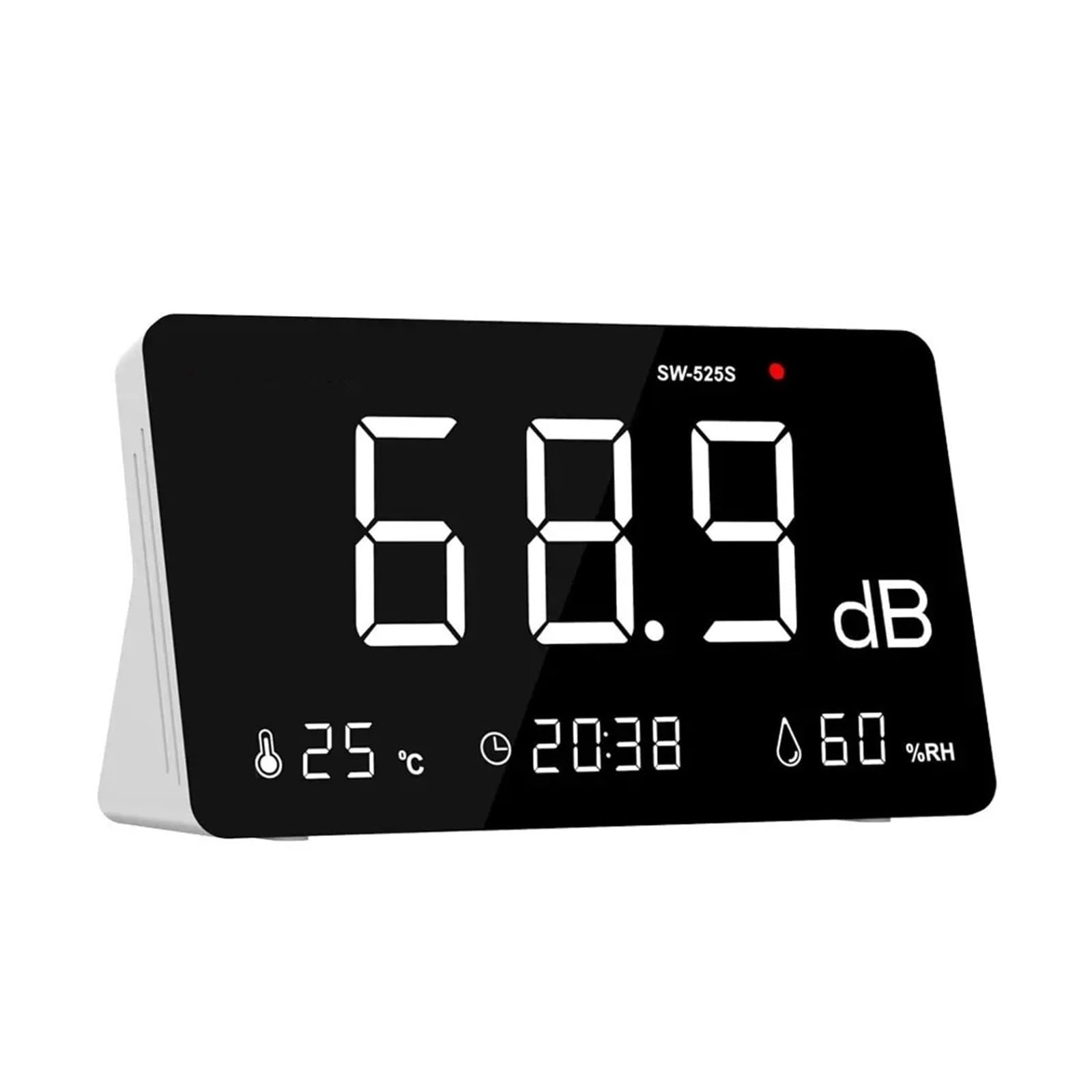 Sonometro, Medidor Decibelios, Medidor de decibelios 4 en 1, medidor de nivel de sonido de 30dB a 130dB, probador de monitoreo de ruido de con medidor de temperatura, humedad/tiempo , medición de ruid