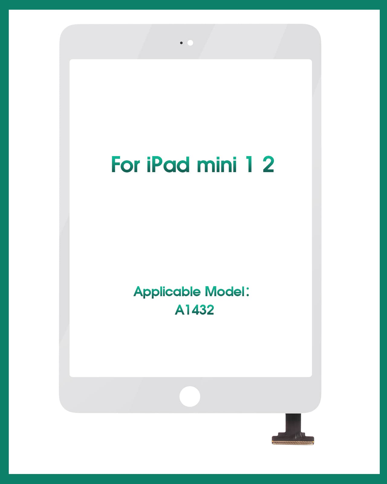 SRJTEK Reemplazo de Pantalla para iPad Mini 1 2 A1432, A1454, A1455, A1489, A1490, Lente de Cristal digitalizador de Pantalla táctil con IC Chip Flex Cable Assembly(Blanco)