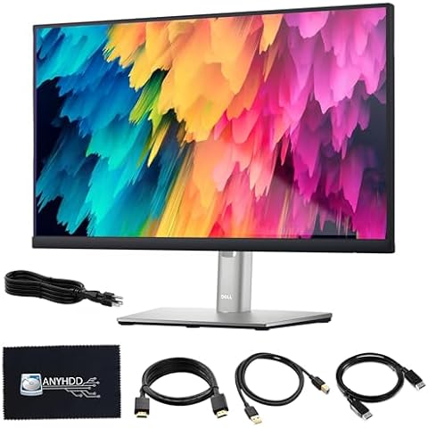Dell P2222H 22" 1920 x 1080 Full HD 16:9 IPS Display - Computer Monitor Screen Bundle with Power Cord + USB 3.0 Upstream Cable + Display Port Cable + HDMI Cable + Microfiber Cloth - New Model Cover