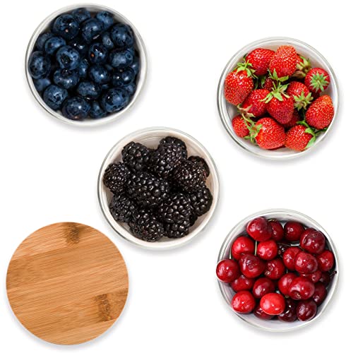 Coloch 4 Tier Stacking Glass Jars With Airtight Bamboo Lid, 12Oz Clear Food Storage Canister Set Decorative Glass Jars For Candies, Nuts, Condiments, Tea, Tiny Crafts, Kitchen, Living Room #TOP3