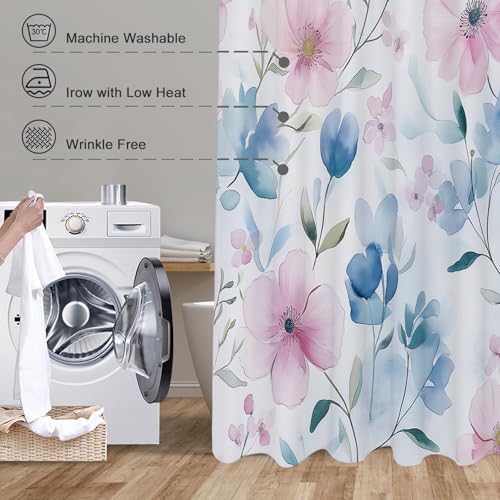 Rideau de douche polyester tissu lavable en machine 180x180cm avec 12 crochets de baignoire - 5