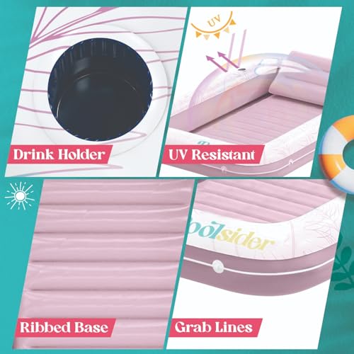 Premium Inflatable Tanning Pool Lounger | Large Inflatable Tanning Bed for Adults - 4 in 1 Multipurpose Suntan Tub | Pool Floats Adults, Inflatable Pool Float | Tanning Float - Sunbathing Pool Raft