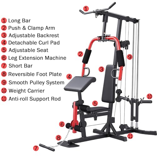 OPPSDECOR Home Gym, Workout Station with High/Low Pulley System, Multifunctional Home Gym Equipment, Exercise Equipment for Full Body Strength Training, Weight Machine with PEC Fly & Chest Press - Image 6