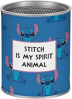 Stitch Fans Gifts Stitch Inspired Leather Metal Pen Holder Stitch is My Spirit Animal Gift Ohana Means Stitch Pen Cup (Stitch is My Spirit Animal PH)