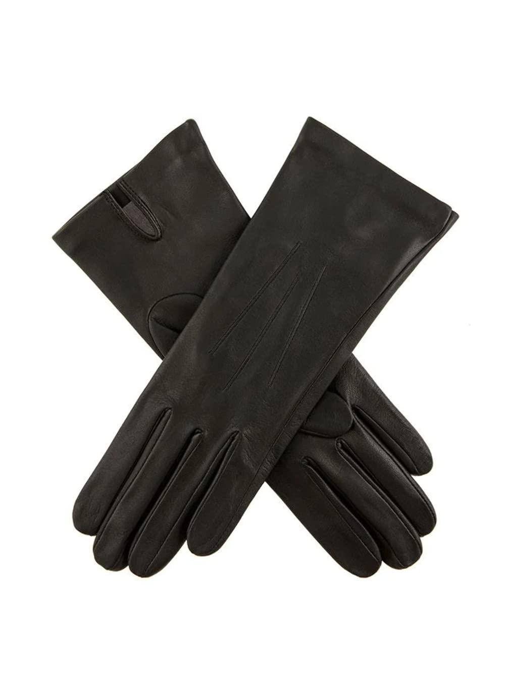 Dents Women's Black Three-Point Silk-Lined Leather Gloves - / 8.5