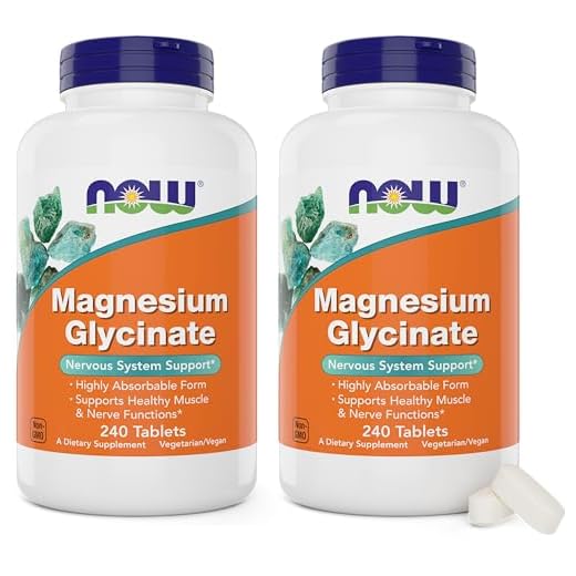 Now Foods Magnesium Glycinate, 240 Tablets (Pack of 2) - Supports Healthy Muscle and Nerve Functions - Non-GMO