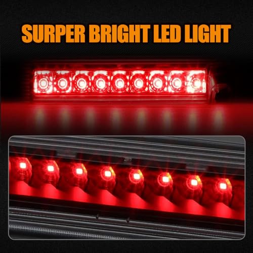 Image of Third 3rd Brake Light LED for 2007-2012 Dodge Nitro, High Mount Rear Brake Lights Assembly for 07-12 Dodge Nitro, Waterproof Center Cab Lamp Stop Light (Black)