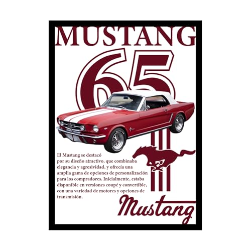 Image of BLINKART Ford Mustang (1965) CarFramed Posters Gift Items Boys Room Wall Decoration Bedroom Office Studio Synthetic Wood Frame & Acrylic Glass Ready to Hang - 18x12 Inch, (A4 Size) - CAR-033