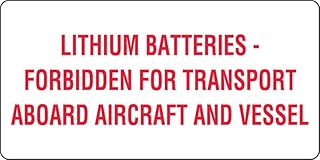 United Ad Label, Lithium Batteries Aircraft and Vessel Shipping Label, 4" x 2", Permanent Coated Paper, White, One Roll of 500 Labels
