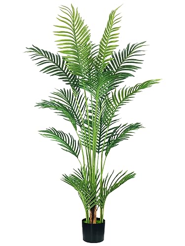 Image of HAIHONG 4.5FT Artificial Palm Tree,Faux Areca Palm Plant with Real Touch Leaves and Adjustable Branches,Fake Tropical Palm Tree for Home Office Indoor Outdoor Modern Decoration