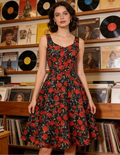 Image of Belle Poque 1950s Vintage Dress for Women Sleeveless Homecoming Dresses Cocktail Party A-Line Summer Dress
