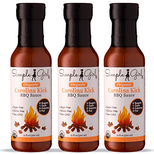 Simple Girl Carolina Style BBQ Sauce - Low Calorie, Sugar-Free, Vegan Friendly, Gluten Free, Fat Free, MSG Free - 12 oz Bottle (3 Pack)