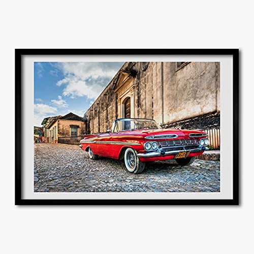 Cadre photo 70x50 cm avec affiche Chevrolet Rouge Tulup