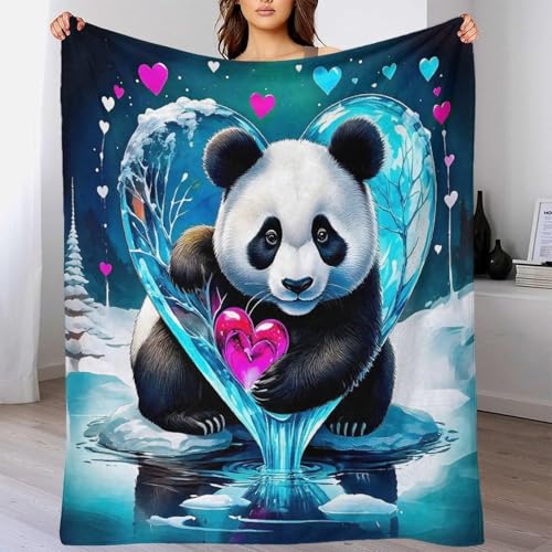 Couvertures 3D en flanelle panda géant plaid chaud toutes saisons