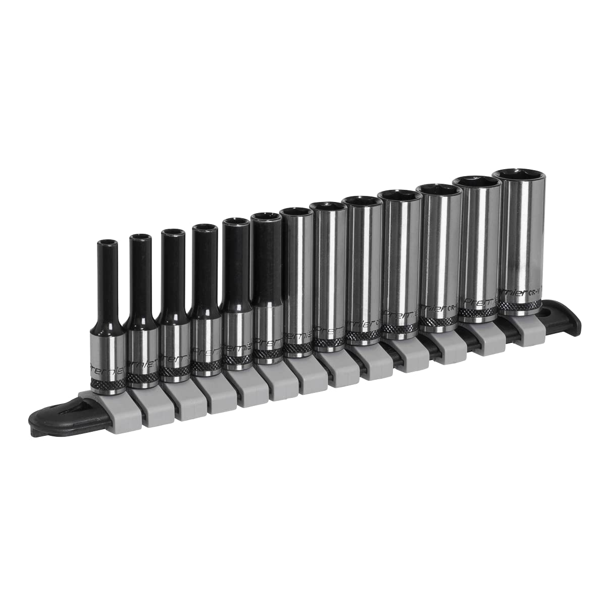 Socket Set Deep 13pc 1/4""Sq Drive Metric - Premier Black