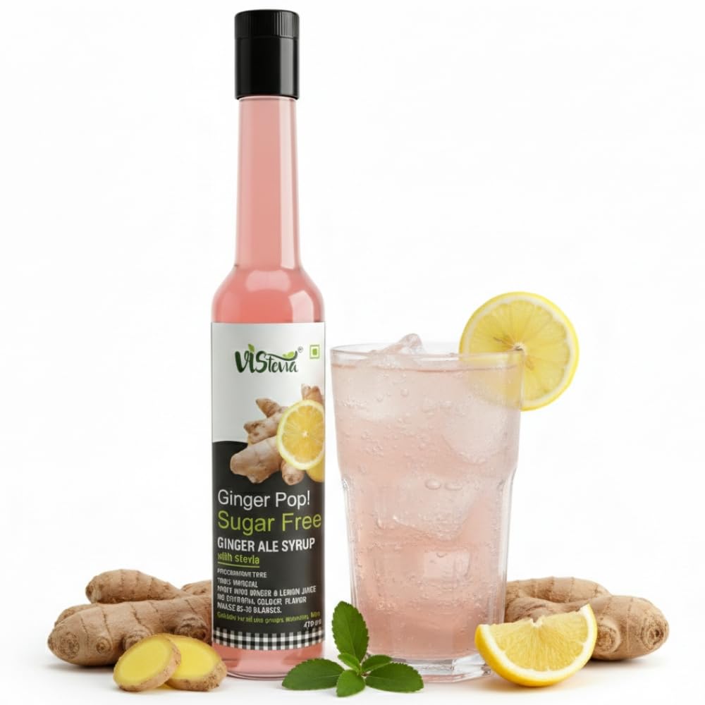 VIStevia Sugar Free Ginger Ale Syrup (Serves 30-35 glasses) | Sweeteed with Stevia | 100% Natural | Sugar free