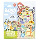 Horizon Group USA Bluey Sticker Playset, 2 Sticker Play Scenes, 35+ Reusable Puffy Bluey Repositionable Stickers...