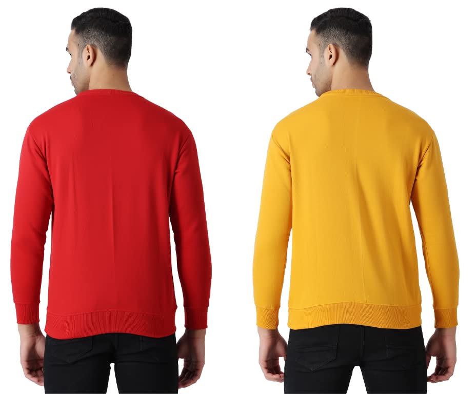 Image of MALENO Men Stylish Full Sleeves Red & Yellow Sweat Shirt