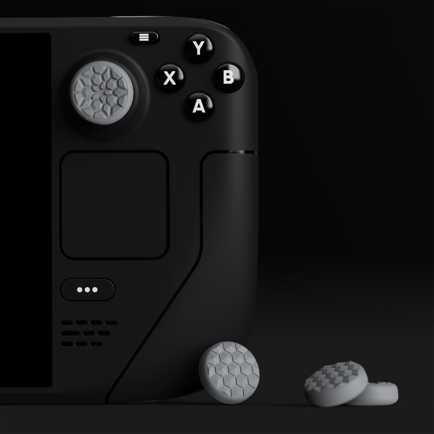 playvital Thumb Grip Caps for Steam Deck LCD, for PS Portal Remote Player Silicone Thumbsticks Grips Joystick Caps for Steam Deck OLED - Diamond Grain & Crack Bomb Design Fleeting Gray — view 5
